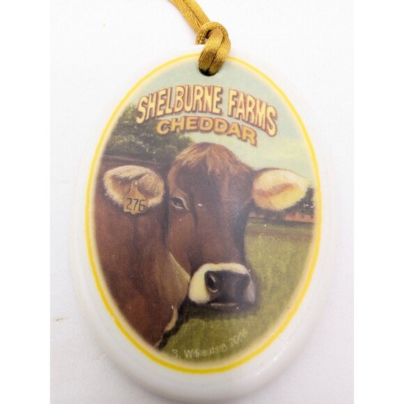 Shelburne Farms Cheddar Ceramic Ornament, Shelburn VT Cow By S Williams '06 - Picture 7 of 7